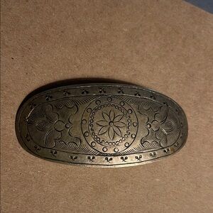 Engraved Oval Metal Hair Clip